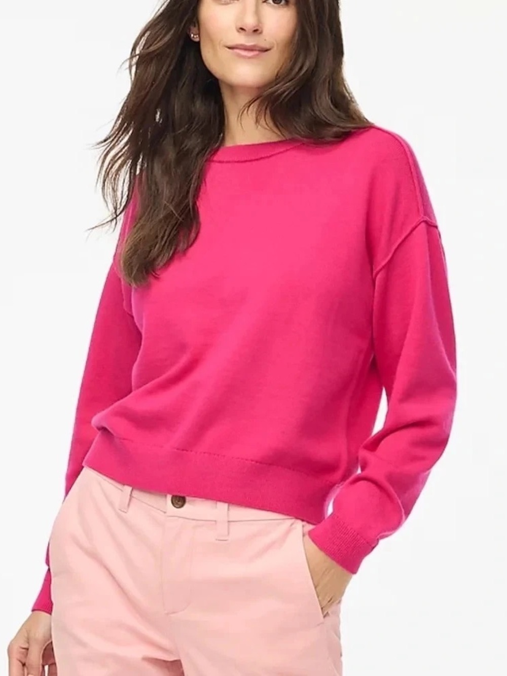 J.Crew Women’s Pink Crewneck Long Sleeve Sweater – Size M